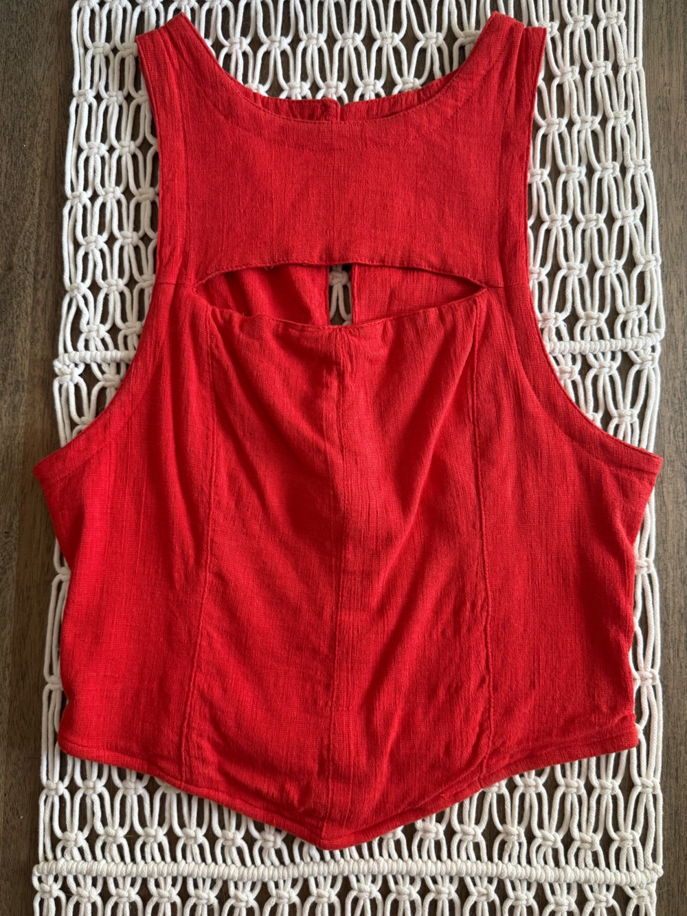Free People Red Sleeveless Cutout Tank